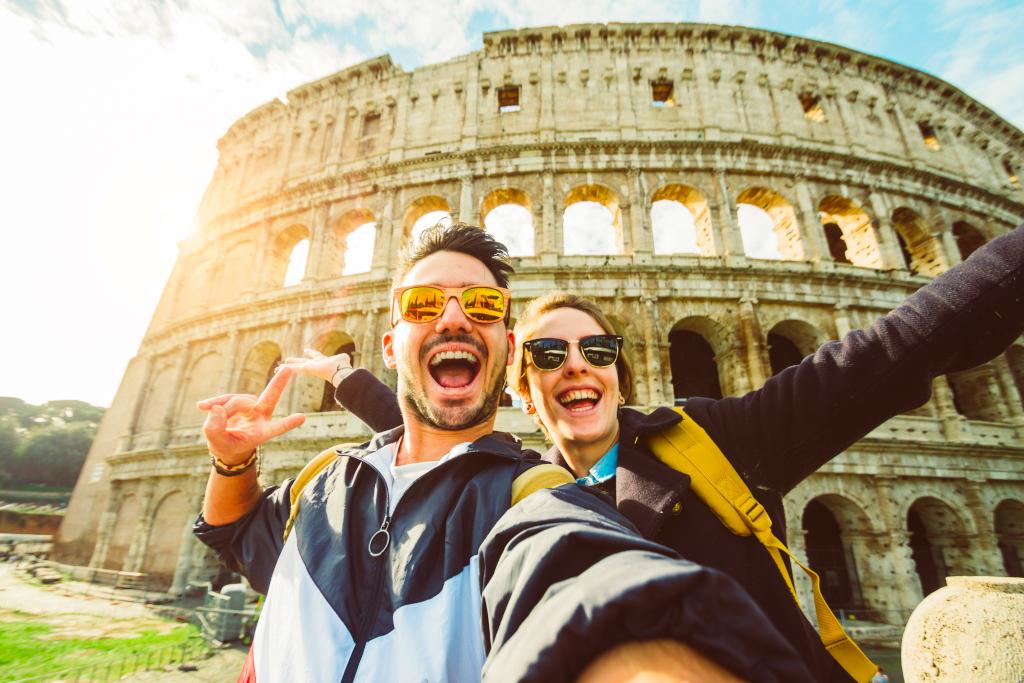Travelers enjoying Europe on a budget