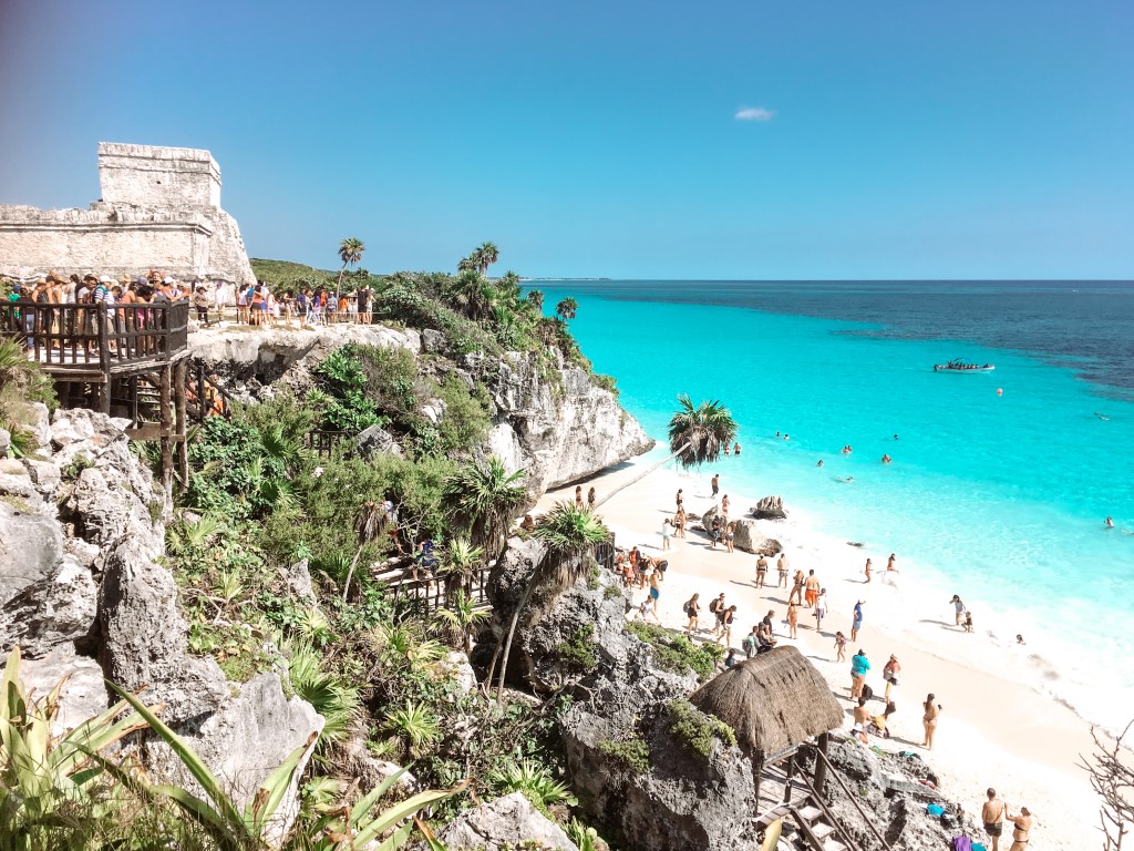 Tulum ruins overlooking ocean